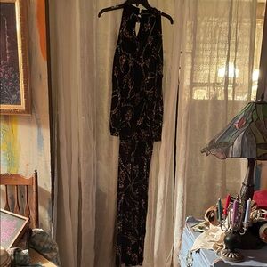 Elegant Black Jumpsuit Slit Sleeve